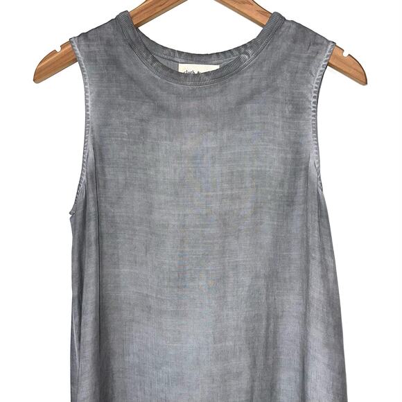 NWT Cloth & Stone Grey Stonewash Tencel Hi-Low Tank Dress Size Small - Picture 3 of 12